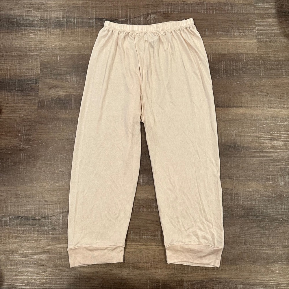 WinterSilks Womens Small 100% Silk Pajama Pants Champagne Beige Cropped